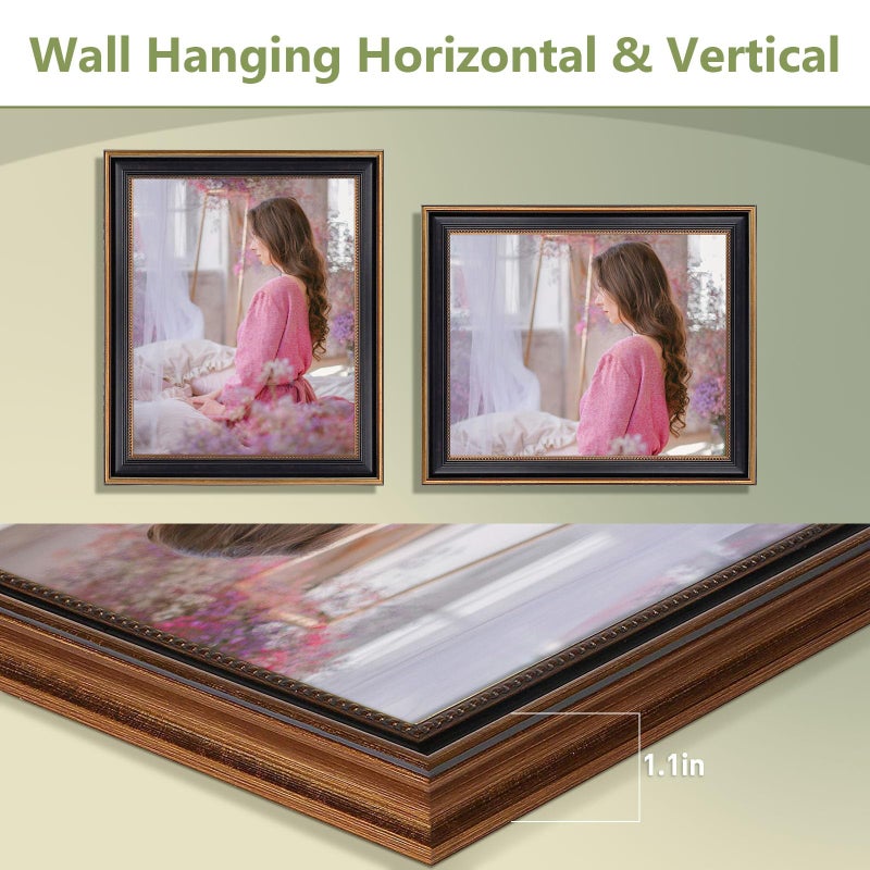 Space Art Deco, 16x20 Ornate Picture Frame Without Mat for 16x20 Photo,Shatter-Resistant Glass Sawtooth Hangers Wall Mount Display(Color Black/Ornate Gold) - Image 4